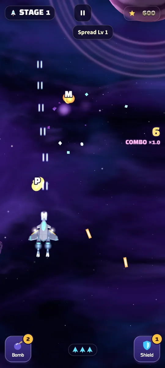 Nova Striker: fighter ship firing