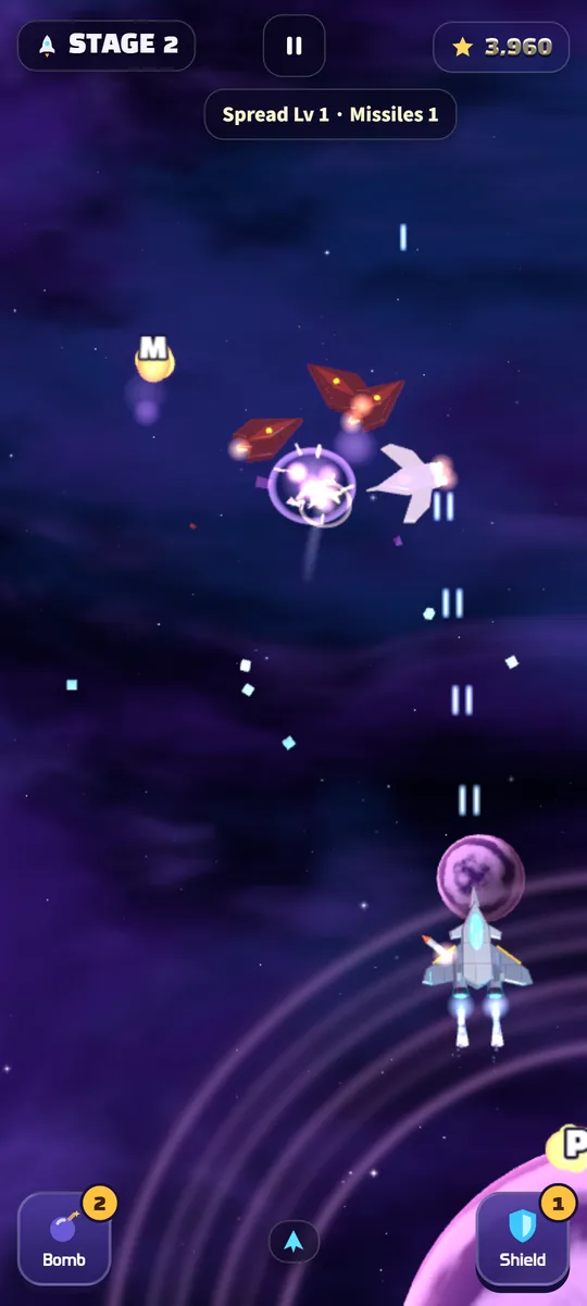 Nova Striker: enemy waves near a planet